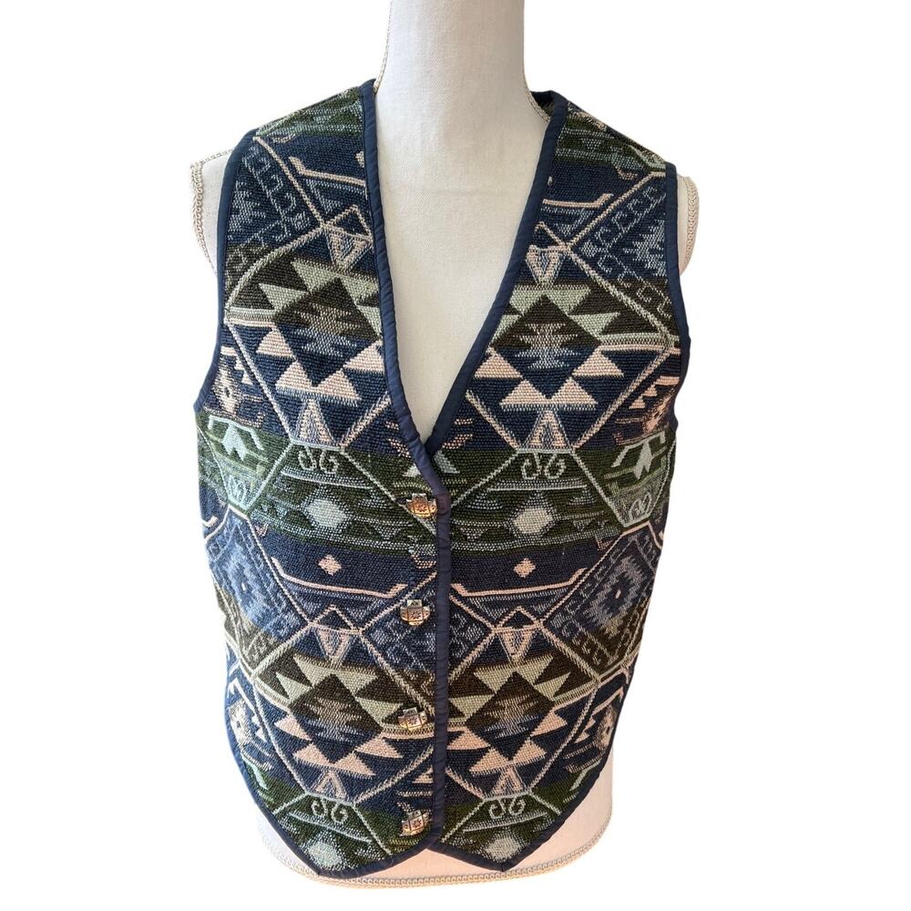 Vintage Southwestern Aztec Print Tapestry Vest M